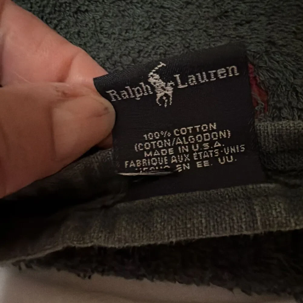 Ralph Lauren Home Large Green Cotton Bath Towel Red Pony Logo Made in USA 29x54”
